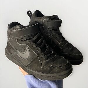 Nike Court Borough Mid Triple Black Sneakers Boys Kids 11C